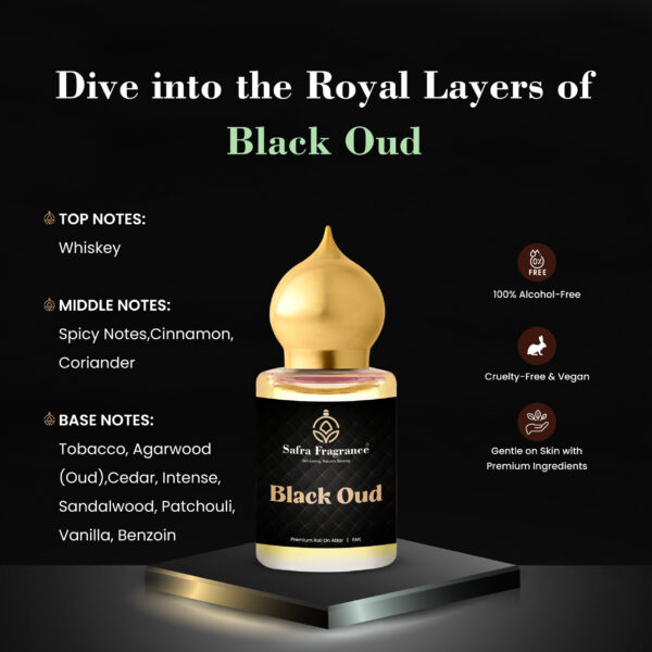 Black Oud Premium Long Lasting Non-Alcoholic Attar - 6ML - Image 2