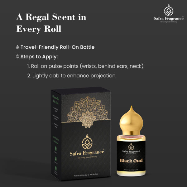 Black Oud Premium Long Lasting Non-Alcoholic Attar - 6ML - Image 4