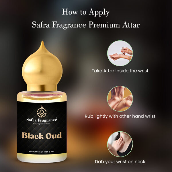 Black Oud Premium Long Lasting Non-Alcoholic Attar - 6ML - Image 5